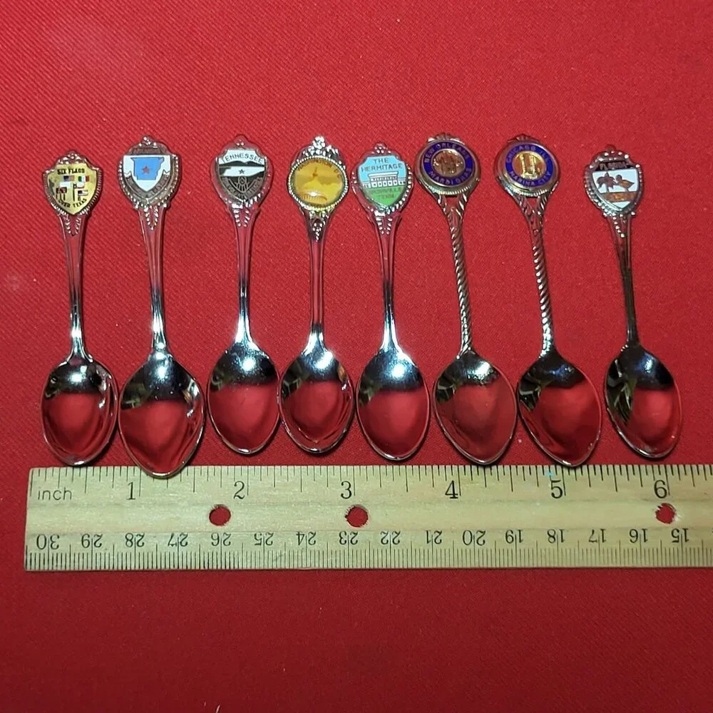 Vintage United States Mini Souvenir Collector State Spoons Lot of 8